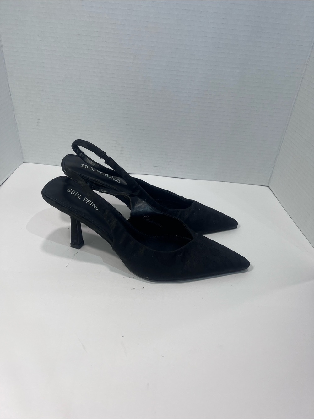 Black Pointed Slingback Heels